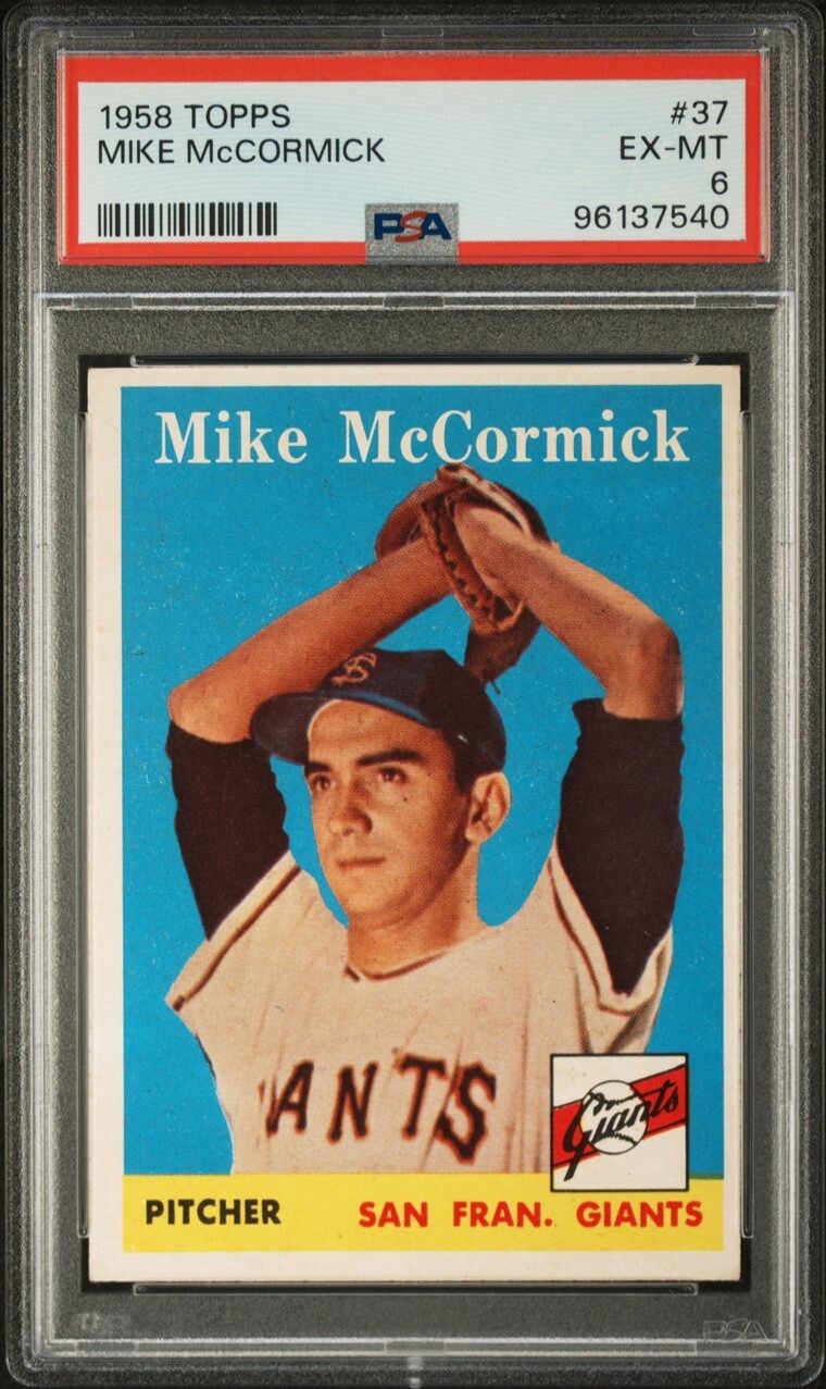 1958 TOPPS  #37  MIKE McCORMICK  RC  PSA 6