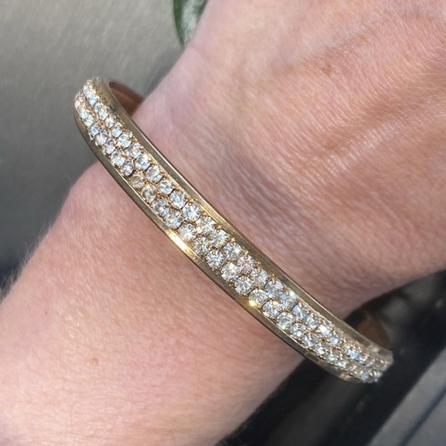 Vintage Crystal Cuff Bangle Bracelet Estate Jewelry Pre-Owned Sparkle - Picture 11 of 11