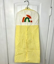 Vintage Diaper Stacker Holder Hanger Yellow Gingham Rainbow Clothes Organizer