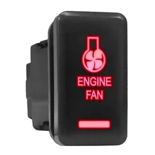 ENGINE FAN - Red Backlit Tall Push In Switch  1.54"x 0.83" (Fit: Toyota)