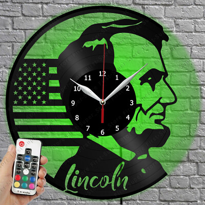 LED Clock Abraham Lincoln Vinyl Record Wall Clock Led Light Wall Clock 4193