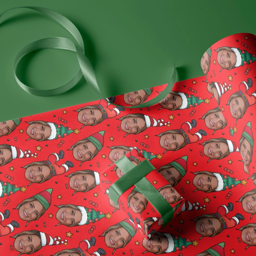 Personalized Christmas Gift Wrapping Paper w/ Photo Face Cut Snowflake Gift Wrap - Video 1 of 1