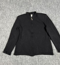St. John Basics Women's Santana Knit Full Zip Up Jacket Size 4 Black