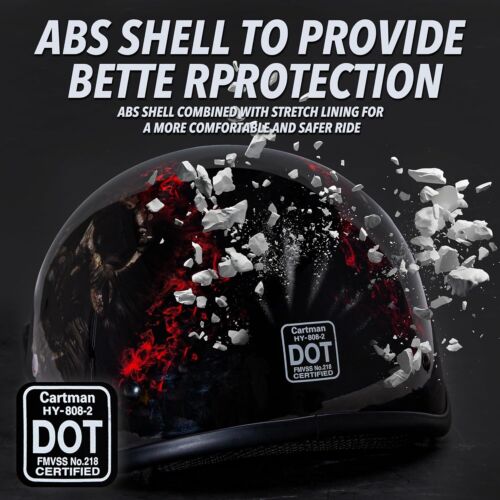 Cartman Cruiser Scooter Motorcycle Half Face Helmet, DOT Approved Large RS - Picture 3 of 8