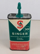 Vintage Handy Oiler, "SINGER" - Sewing Machine Oil ~ 4oz Tin Oil Can 489520