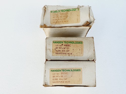 LOT OF 3 HANSEN H958C Gauge / Purge Valve, 3/8" FPT, Globe, Seal Cap # NEW - Picture 3 of 5