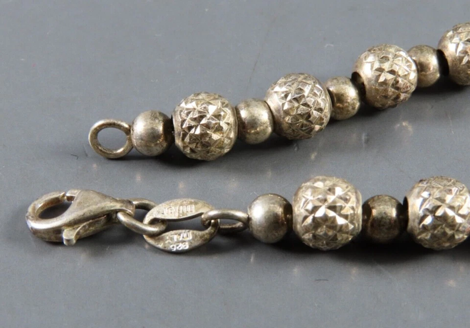 VTG MILOR STERLING SILVER BEADED BRACELET Diamond Cut Beads Sparkle 7.5" LONG - Image 4 of 4