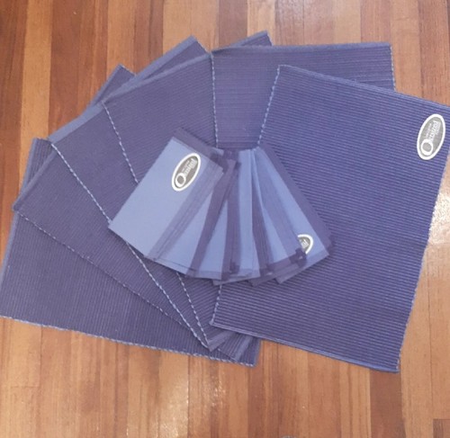 6 Cobalt Blue Fabric Placemats and Napkins Woven Oversized New w Tags Reversible - Picture 13 of 13
