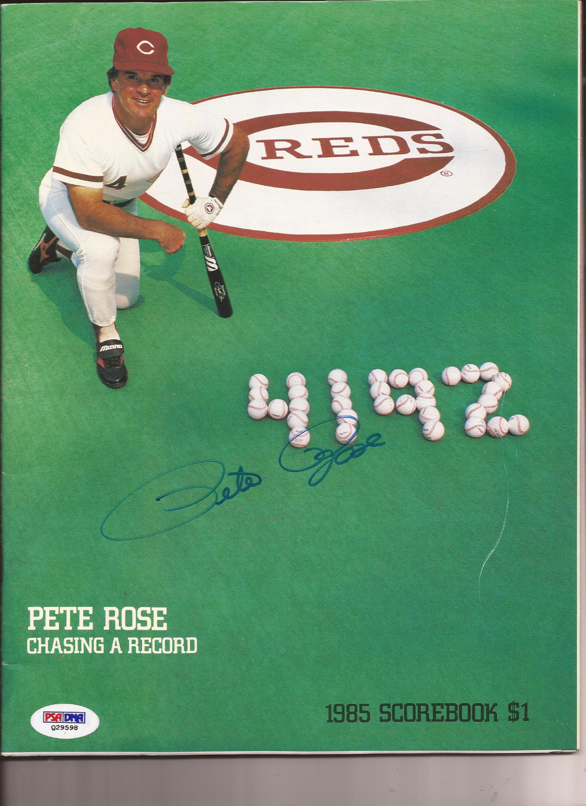 PETE ROSE 1985 AUTOGRAPH SIGNED AUTO PROGRAM Cincinnati Reds PSA/DNA