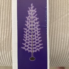 Lighted Christmas Wall Tree 6 Ft 180 LED Warm White Lights Timer Indoor Outdoor