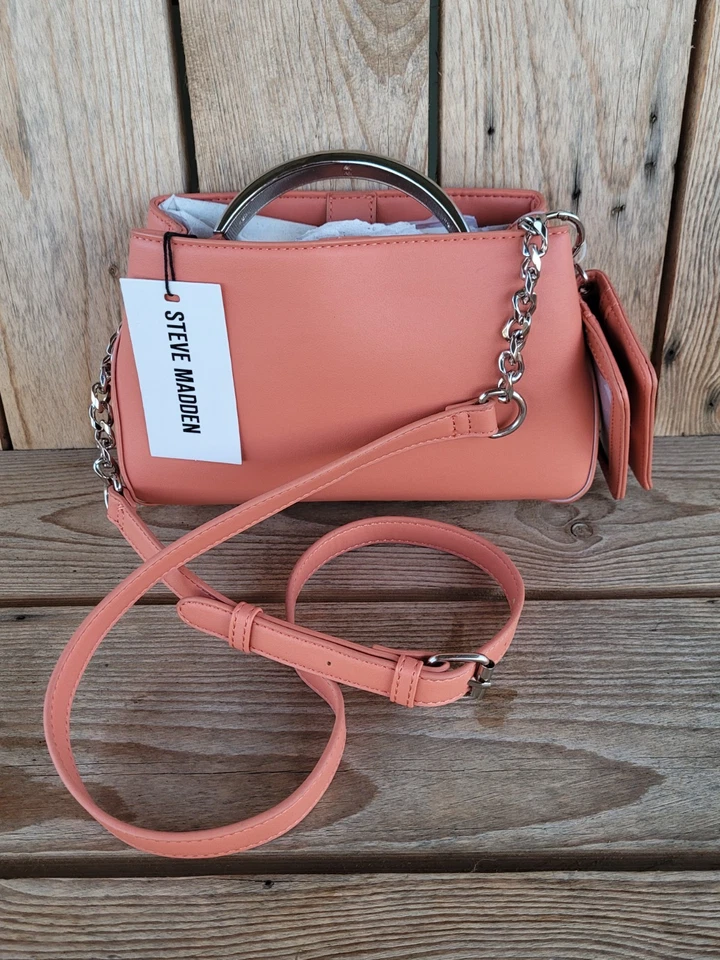 *Raro* Bolso Bandolera Steve Madden Cromo Albaricoque con Cartera Foto 3 de 4