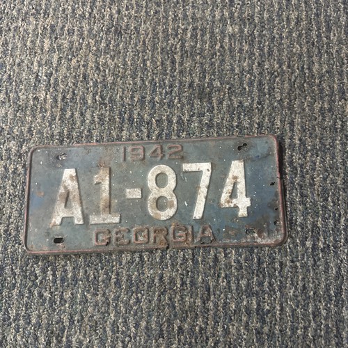 1942 Georgia License Plate E73814 GA Tag Chevy Chevrolet Ford