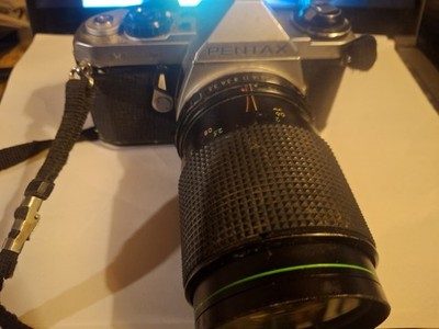 Pentax ME Super 35mm SLR Film Camera w/ Telescopic Lens  Tested & Working