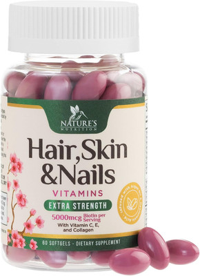 Hair Vitamins Biotin 5000 Mcg Collagen for Hair Skin and Nails Vitamin Nature'S,