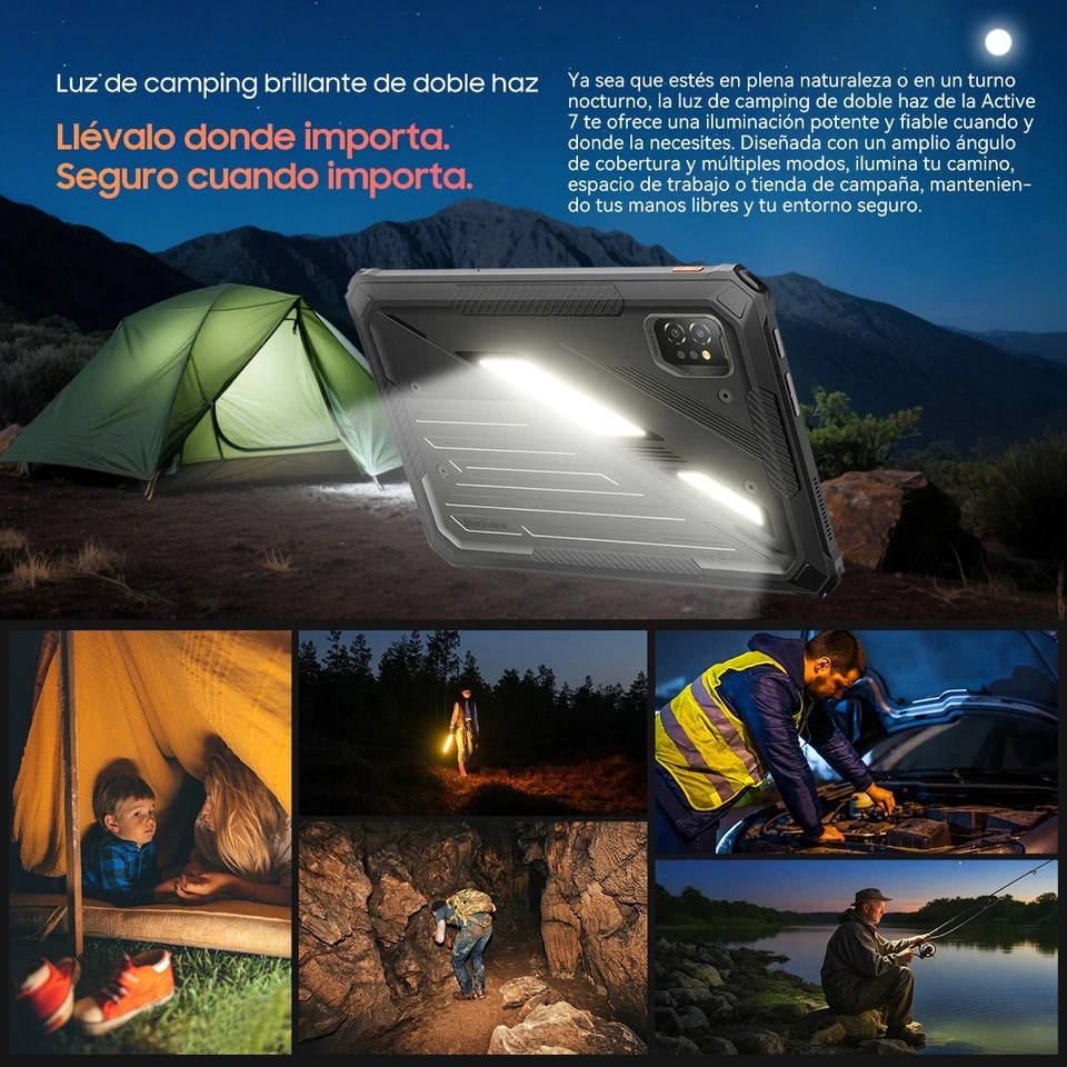2025 Tableta Blackview Active 7 4G Celular 11" 24 GB/128 GB Lámpara de camping - Imagen 4 de 4