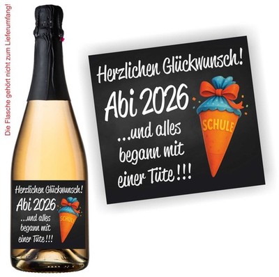 Aufkleber Flaschenetikett Abi Abitur 2026 ...und alles begann mit einer Tüte