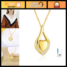 Sterling Silver Teardrop Urn Necklace for Ashes - Heart Memorial Keepsake Pendan