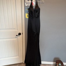 Jovani long black satin prom dress size 0
