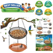 Hanging Bird Bath Hanging Bird-Feeder-Tray - Platform Metal Mesh Seed Tray fo...