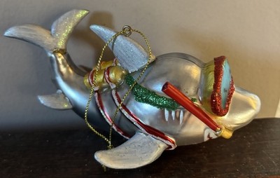 Shark Christmas Ornament Decked Out In Scuba Diving Equipment 5  Long,Swim Party