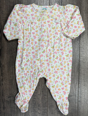 Baby Girl Clothes Little Me 9 Month Butterfly Flower Footed Outfit.