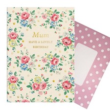 Cath Kidston Mum Birthday Card with Foil Detail and Envelope - Floral