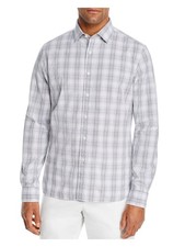 Designer Brand Mens Gray Plaid Classic Fit Button Down Casual Shirt M