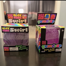 Schylling NeeDoh Nice Cube Swirl Gumdrop 2-Pack Super Solid Squish, Purple