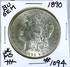 1890 MORGAN SILVER DOLLAR FROM ORIGINAL BANK BAG GEM BU US MINT #1094
