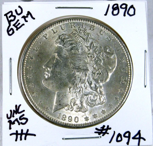 1890 MORGAN SILVER DOLLAR FROM ORIGINAL BANK BAG GEM BU US MINT #1094