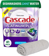 Cloth Cascade Platinum plus Actionpacs Dishwasher Detergent Pods, Fresh Scent