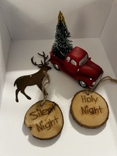 Red Pickup Truck Farmhouse Christmas Holiday Tree Ornament Rustic Lights Up