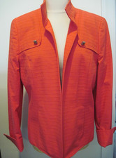 NINA MCLEMORE Red Orange Open Front Jacket Office Work Casual Luxury Size 10