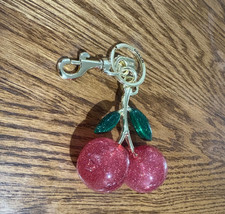 Coach Cherry Bag Charm Keychain Resin Metal Brass Pink for Handbag Purse Gift