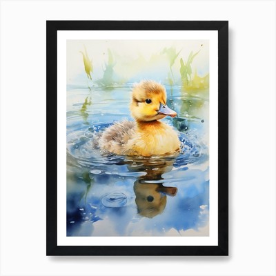Entlein splashing Around 1 Art Pri gerahmtes Wandbild Poster Leinwanddruck Bild
