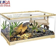 Turtle Fish Tank with Turtle Basking Platform 20"x9.5"x 9.5" quatic Turtle Tank