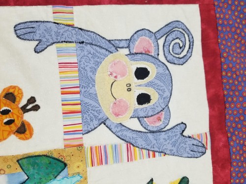 Vintage Handmade Noah & Friend Applique Quilt Tapestry 81 x77cm - Picture 8 of 13