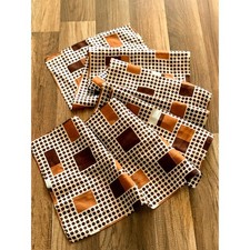 Vintage 70s Long Satin Scarf  Geometric Mod Pattern