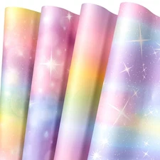 Rainbow Wrapping Paper Sheet - Matte Wrapping Paper 12 Sheet with 4 Different...