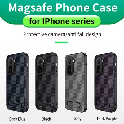 Carbon Fiber Pattern Case Stand Rubber Magnetic Cover For Xiaomi Redmi A7 Pro