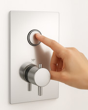 Thermostatic Shower Valve Concealed Push Button Chrome Round Mixer Single Outlet