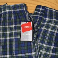 Hanes Men's Ultra Soft Plaid Flannel Pajama Pants, Blue/Green/Plaid