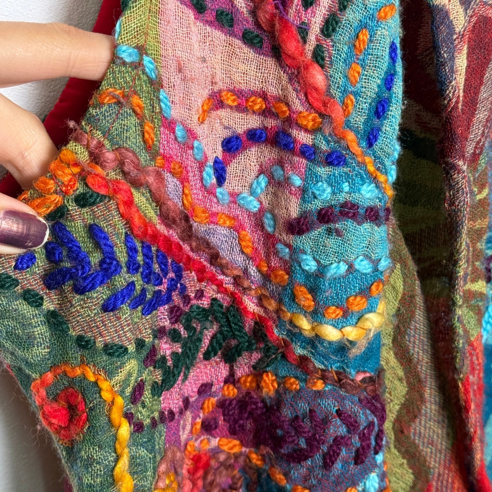 Anu Bohemian Patchwork Embroidered Wool Vest Wome… - image 3