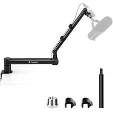 CAHAYA Mic Boom Arm Stand - Low Profile Adjustable Microphone Desk Black