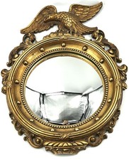 Mid Century 60s SYROCO Wood Convex Federal Style EAGLE MIRROR Port Hole #H1058