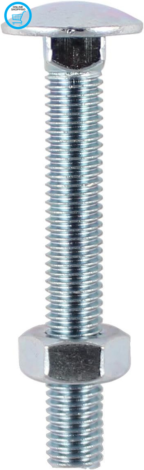 BZP Carriage Bolt and Hex Nut - M10 X 130 - Zinc - Pack of 20