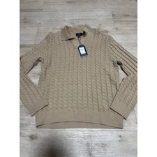 Ben Sherman Mens Camel Tan Textured Cable Knit Polo Sweater NWT Sz M Punk Oi 