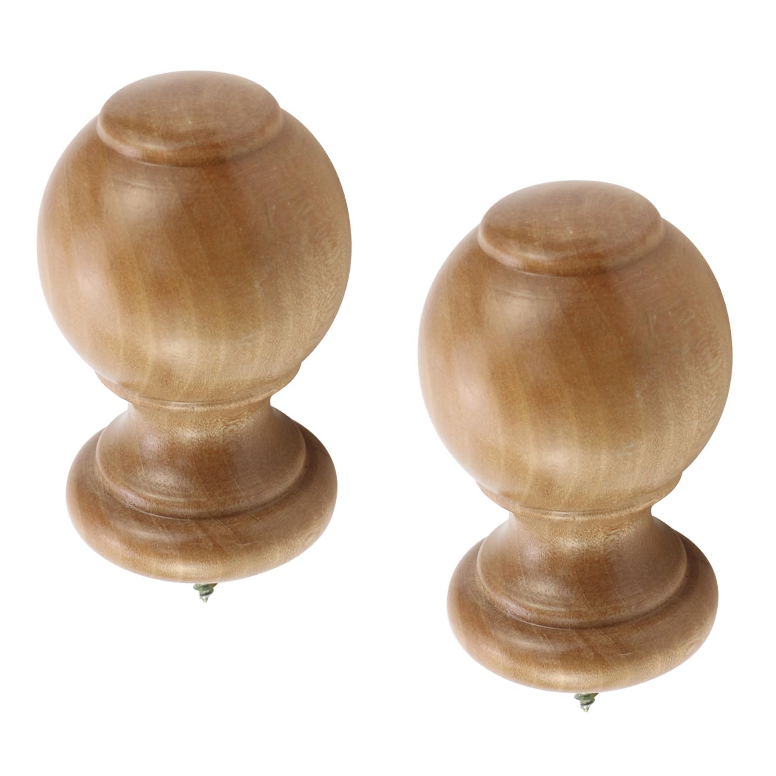 T Tulead Wood Curtain Rod Finial Screw on Curtain Rod End Caps Pack of 2 (Woo...