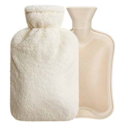 URBZUE Wärmflasche mit Fleecebezug, 2L Beutel für Kälte- & Wärmetherapie, flauschig