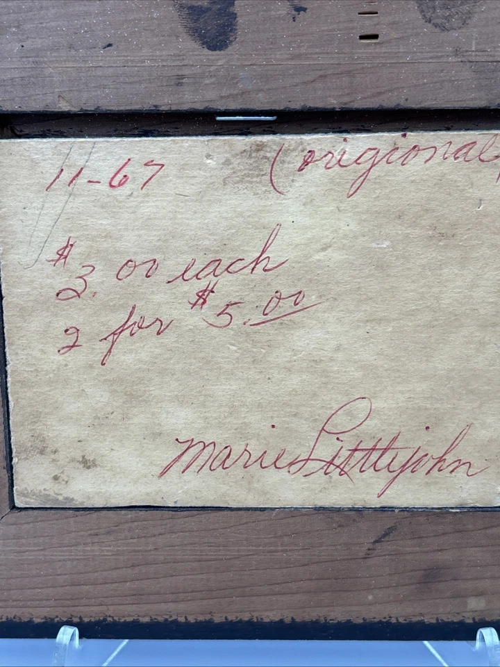 Arte Original Pequeño Mini Enmarcado Firmado Pastoral Montañas Oveja De Colección 1967 Foto 3 de 4